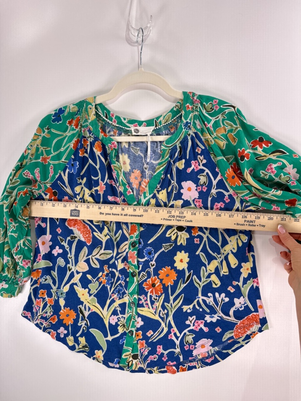 Loved By Anthro Boho Floral Mixed Print Raglan Blouse XS - Picture 8 of 9